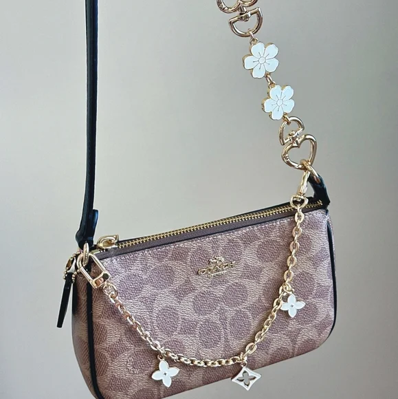 NWT Coach Nolita 19 In Signature Canvas Gold/Tan/Black Plus Extended Chain - Picture 5 of 10